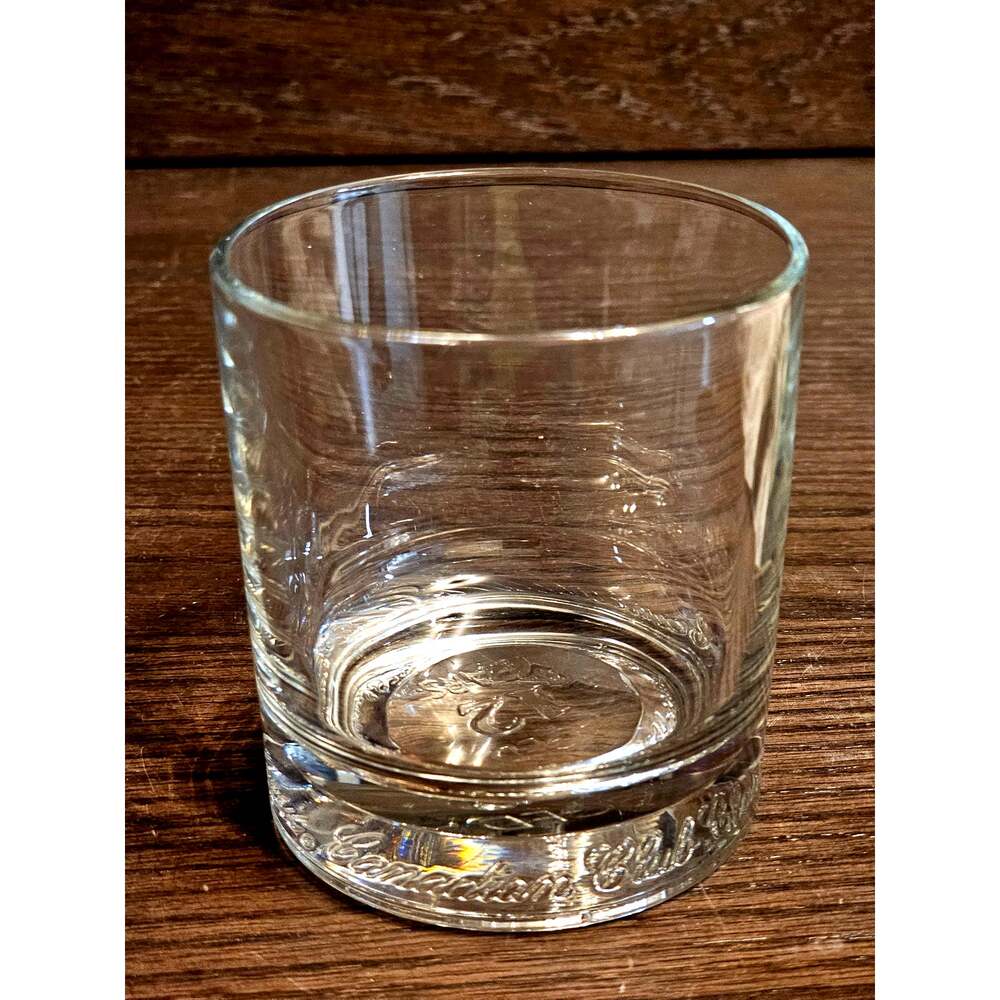 Vintage Canadian Club Classic 12 Years Whiskey Glass Heavy Bottom Rocks Lowball